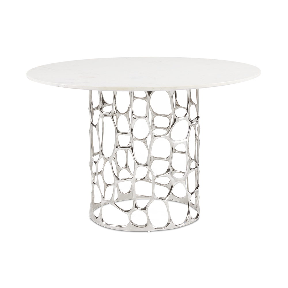 Mario Marble Dining Table: Silver